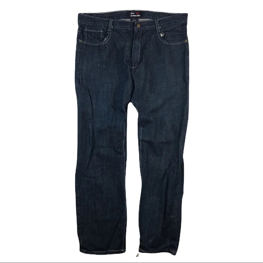 MJ233 Mens RED DIAMOND Relaxed Boot Fit Denim Jeans 38x32